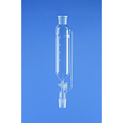 AMPOULE A DECANTER EN VERRE BOROSILICATE FORME CYLINDRIQUE AVEC TUBE EXTERNE, RODAGE MALE/FEMELLE CL