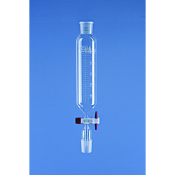 AMPOULE A DECANTER EN VERRE DURAN FORME CYLINDRIQUE, RODAGE MALE/FEMELLE 29/32 CLE PTFE, 100 ml