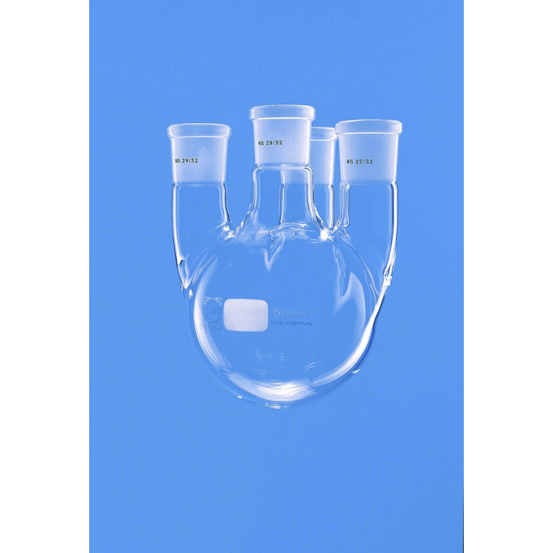 BALLON A FOND ROND EN VERRE DURAN 6000 ML 4 COLS RODAGE CENTRAL 29/32 LATERAUX 29/32
