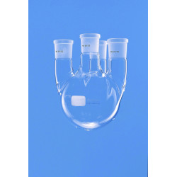 BALLON EN VERRE DURAN FOND ROND 4 COLS RODES RODAGE CENTRAL 29/32, LATERAUX VERTICAUX 29/32