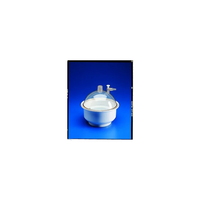 DESSICCATEUR A VIDE, CORPS EN POLYPROPYLENE BLANC DIAMETRE 150 mm,COUVERCLE EN POLYCARBONATE