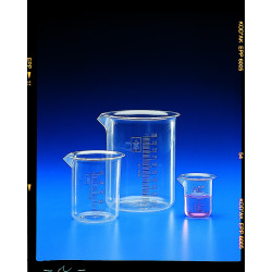 BECHER EN PMP TRANSPARENT GRADUATIONS BLEUES 25 ml