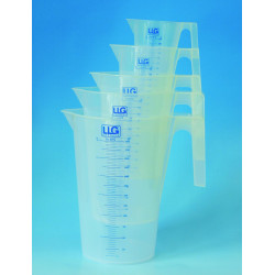 BECHER EN POLYPROPYLENE EMPILABLE AVEC ANSE GRADUATIONS BLEUES 250 ml PAR 2