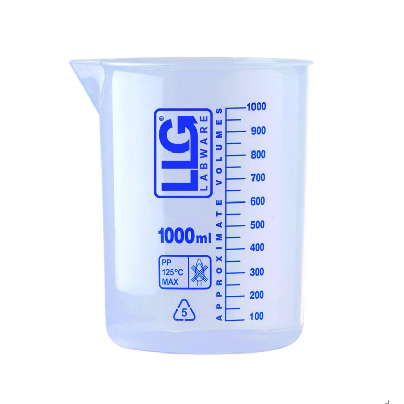 BECHER EN POLYPROPYLENE GRADUATIONS BLEUES 1000 ml PAR 2