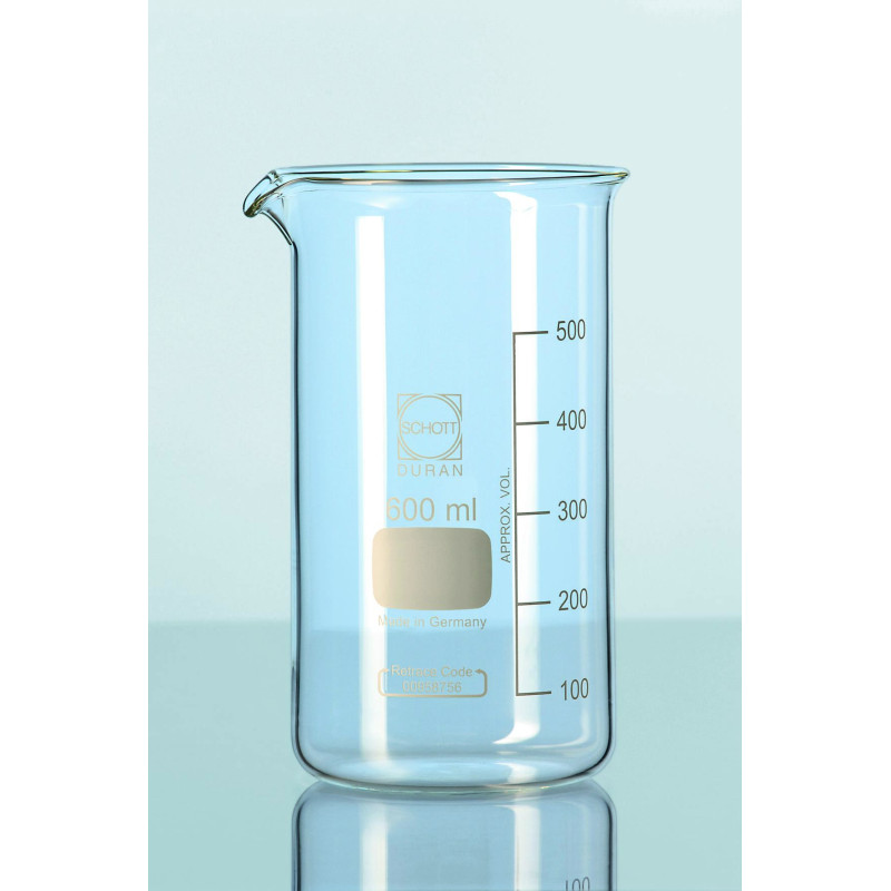 BECHER EN VERRE DURAN FORME HAUTE AVEC BEC VERSEUR 800 ml