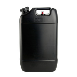 BIDON EN POLYETHYLENE HAUTE DENSITE NOIR COL A VIS S60/61, AVEC INDICATEUR DE NIVEAU ET BOUCHON