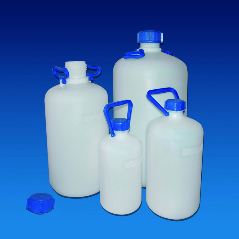 BONBONNE EN POLYETHYLENE HAUTE DENSITE A COL ETROIT AVEC BOUCHON, 25 L