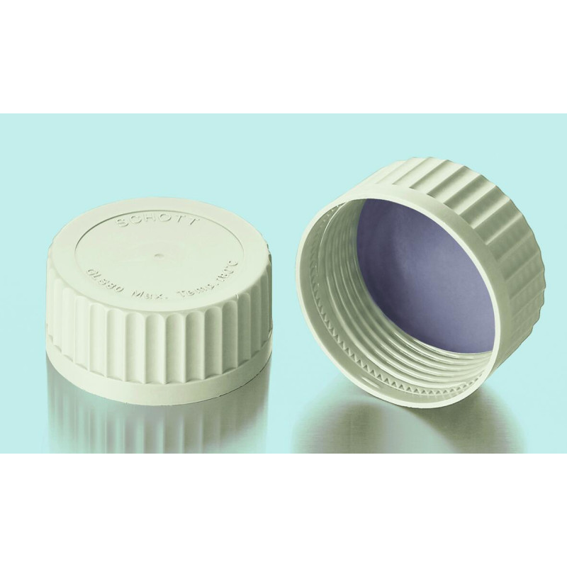 BOUCHON A VIS EN PSU BLANC OUVERTURE RAPIDE GL80 AVEC JOINT EN PTFE/SILICONE