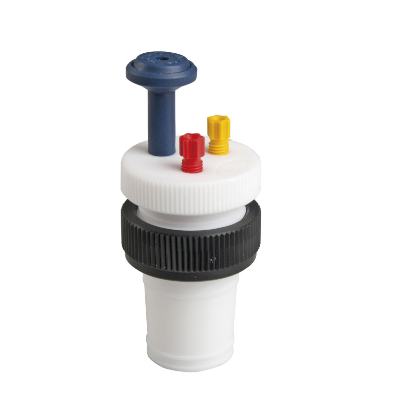 BOUCHON DE SECURITE SAFETYCAP II, RODAGE 29/32 AVEC 2 CONNECTEURS POUR TUYAU DIA. EXT. 4,76 mm