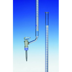 BURETTE EN VERRE BOROSILICATE HIRSCHMANN CLASSE AS SCHELLBACH, AVEC ROBINET LATERAL CLE VERRE