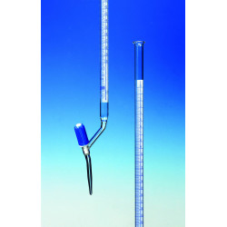 BURETTE EN VERRE BOROSILICATE HIRSCHMANN CLASSE AS SCHELLBACH AVEC ROBINET LATERAL A POINTEAU PTFE 50 ML