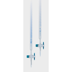 BURETTE EN VERRE BOROSILICATE CLASSE AS SCHELLBACH AVEC ROBINET DROIT CLE PTFE 25 ML