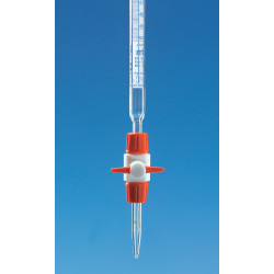 BURETTE DEMONTABLE EN VERRE BOROSILICATE BLAUBRAND CLASSE AS SCHELLBACH, AVEC ROBINET DROIT PTFE
