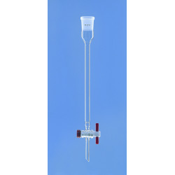 COLONNE DE CHROMATOGRAPHIE EN VERRE 35 ml LONGUEUR UTILE 200 MM, ROBINET CLE PTFE RODAGE FEMELLE 14/23