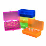 BOITE CRYOGENIQUE 100 EMPLACEMENTS, EN POLYPROPYLENE ASSORTIMENT DE 5 COULEURS (BLEU, VERT, VIOLET, JAUNE ET ORANGE)