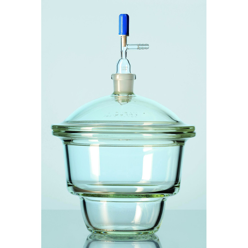 DESSICCATEUR A VIDE EN VERRE DURAN DN 250 COUVERCLE A ROBINET