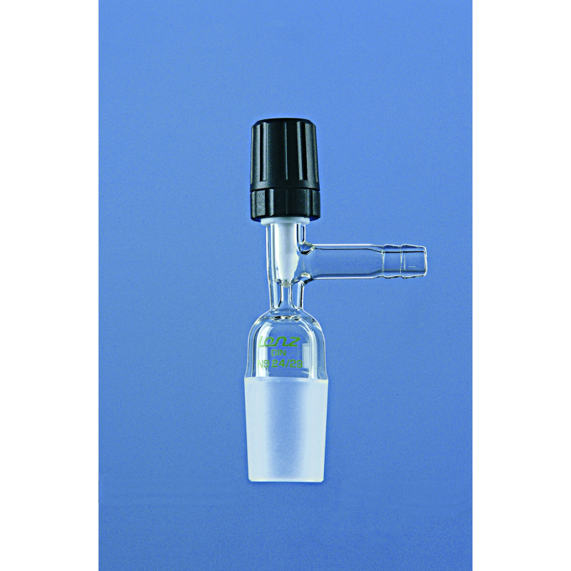 ROBINET EN VERRE BOROSILICATE 3.3 POUR DESSICATEUR, CLE PTFE RODAGE 24/29
