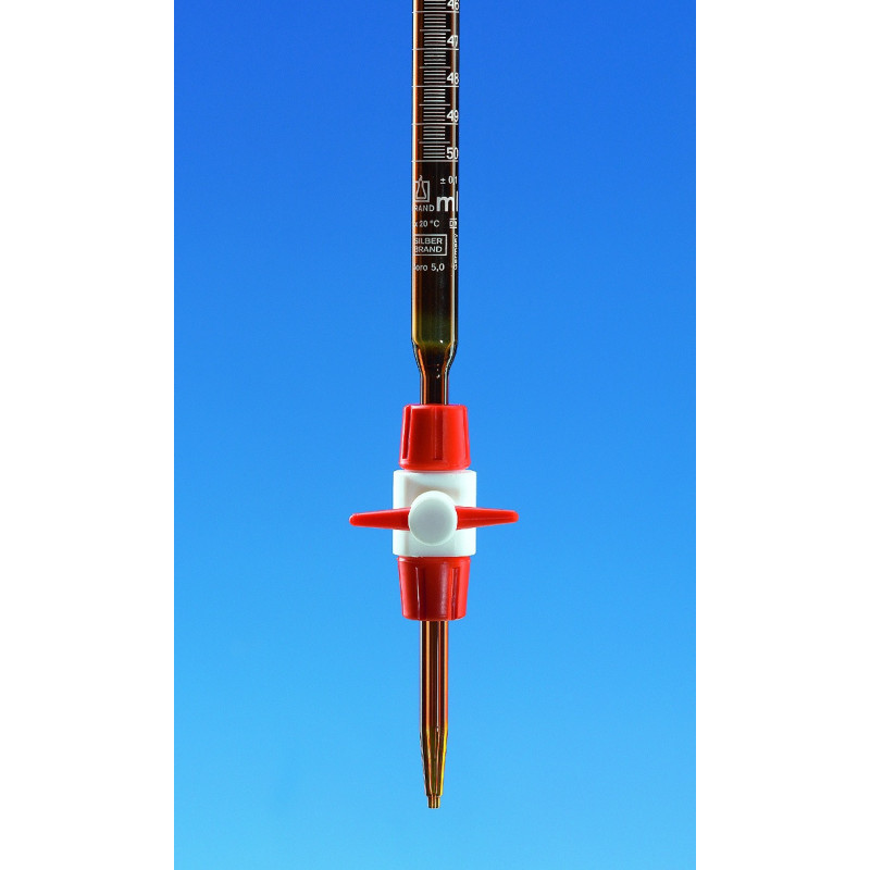BURETTE COMPACTE EN VERRE BOROSILICATE ECONOMY CLASSE AS SCHELLBACH AVEC ROBINET DROIT PP 25 ML