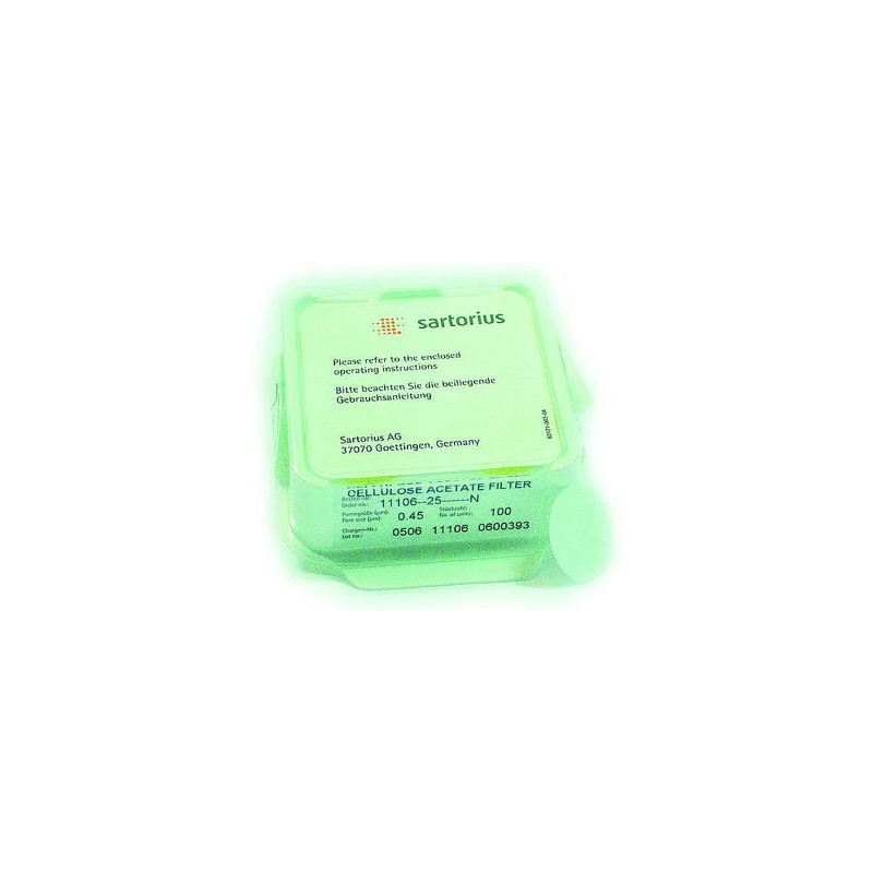 MEMBRANE FILTRANTE EN ACETATE DE CELLULOSE SERIE 111 SARTORIUS 0,8 MICRONS DIAMETRE 47 mm NON STERILE PAR 100