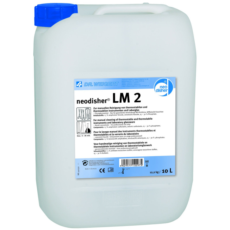 DETERGENT FAIBLEMENT ALCALIN LIQUIDE NEODISHER LM 2 POUR LAVAGE MANUEL, BIDON 10 litres