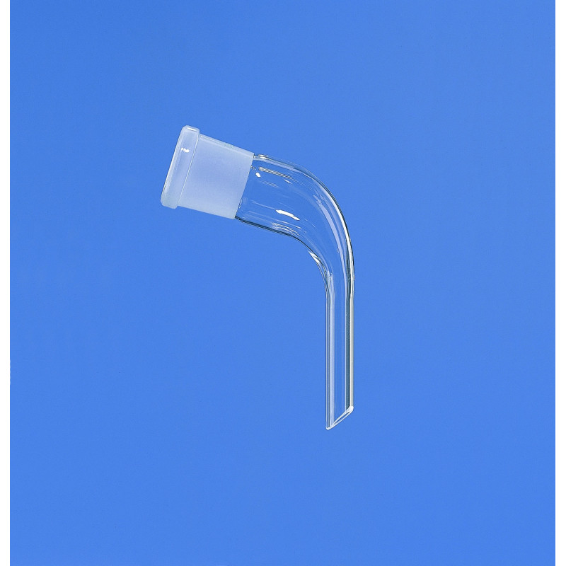 ALLONGE COUDEE EN VERRE DURAN TIGE COURTE A RODAGE 14/23 LONGUEUR 65 mm