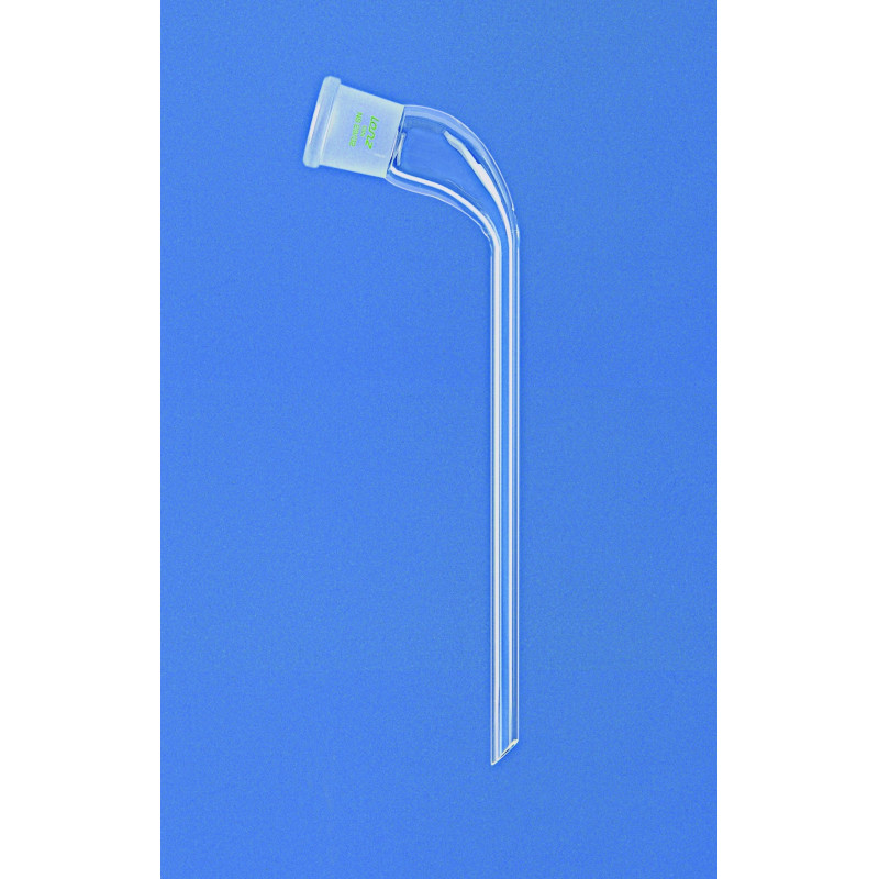 ALLONGE DE DISTILLATION COUDEE EN VERRE DURAN, TIGE LONGUE