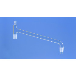 PONT DE DISTILLATION EN VERRE DURAN AVEC 2 RODAGES MALE ET 1 RODAGE FEMELLE