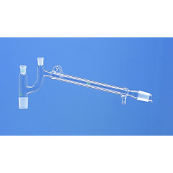 PONT DE DISTILLATION SELON CLAISEN EN VERRE DURAN, RODAGES MALES ET FEMELLES, ET RACCORD A OLIVE