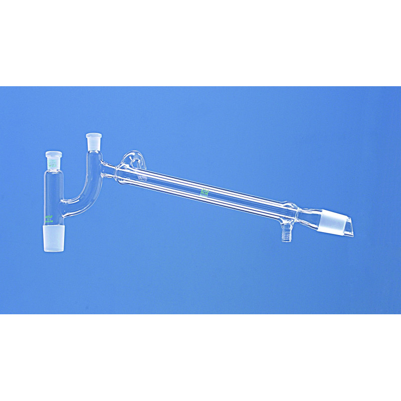 PONT DE DISTILLATION SELON CLAISEN EN VERRE DURAN, RODAGES MALES ET FEMELLES, ET RACCORD A OLIVE
