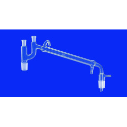 PONT DE DISTILLATION SELON CLAISEN EN VERRE DURAN, RODAGES MALES ET FEMELLES, RACCORD A OLIVE ET PRI