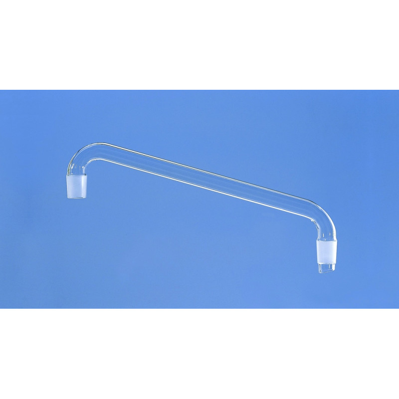 PONT DE DISTILLATION SIMPLE EN VERRE DURAN AVEC 2 RODAGES MALE 14/23 LONGUEUR 150 mm