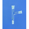 RACCORD EN VERRE DURAN 2 COLS A RODAGES FEMELLES DROIT ET INCLINE 105°, SORTIE MALE
