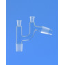TETE DE DISTILLATION SELON CLAISEN EN VERRE DURAN, 2 COLS A RODAGE FEMELLE 14/23 DROIT, 2 SORTIES MA