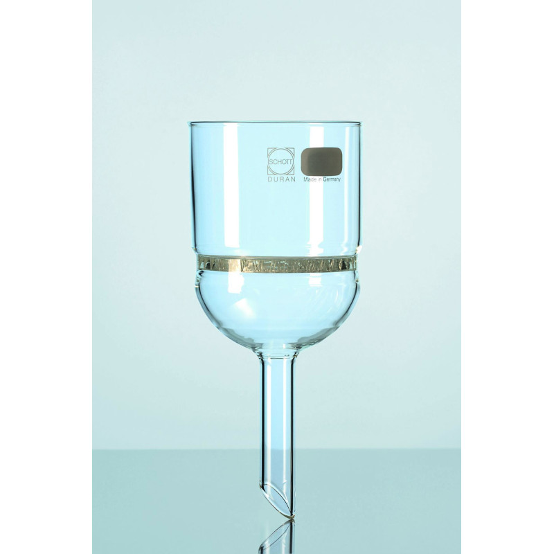 ENTONNOIR FILTRANT EN VERRE DURAN 1000 ml DIAMETRE PLAQUE FRITTEE 120 mm, POROSITE 3