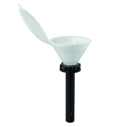 ENTONNOIR DE SECURITE SCAT EN POLYETHYLENE BLANC AVEC COUVERCLE, TUBE PLONGEUR ET BOUCHON A VIS