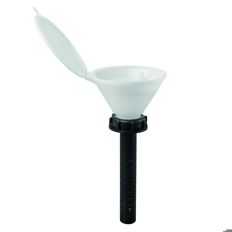 ENTONNOIR DE SECURITE SCAT EN PE STANDARD BLANC/BLEU  AVEC COUVERCLE, SANS TUBE PLONGEUR FILETAGE GL45