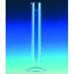 EPROUVETTE EN VERRE BOROSILICATE CLASSE A, GRADUATIONS BLEUES 50 ML