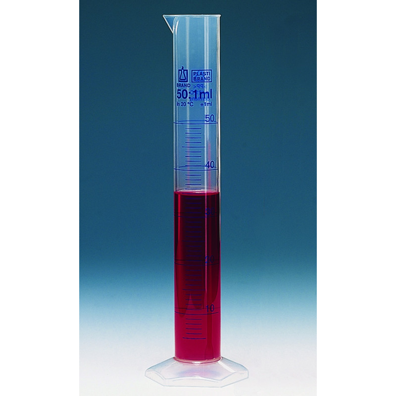EPROUVETTE EN POLYPROPYLENE PLASTIBRAND CLASSE B GRADUATIONS BLEUES 2000 ml / 20 ml