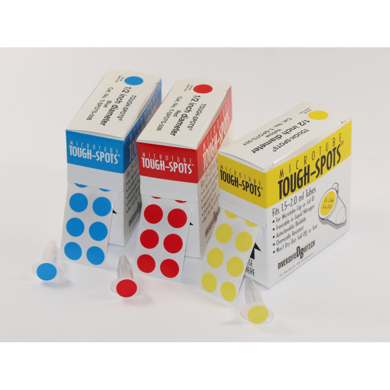 ETIQUETTE AUTOCOLLANTE CRYOGENIQUE TOUGH-SPOTS POUR TUBE 0,5 ml DIAMETRE 9,5 mm PAR 1000
