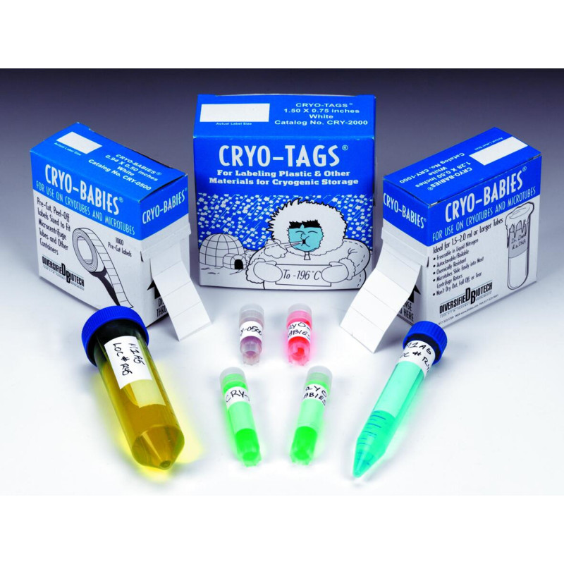 ETIQUETTE ADHESIVE CRYO-TAGS 38 x 13 mm COULEUR BLANCHE PAR 1000