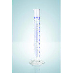 EPROUVETTE GRADUEE EN VERRE DURAN CLASSE B GRADUATIONS BLEUES HIRSCHMANN 100 ml / 1 ml