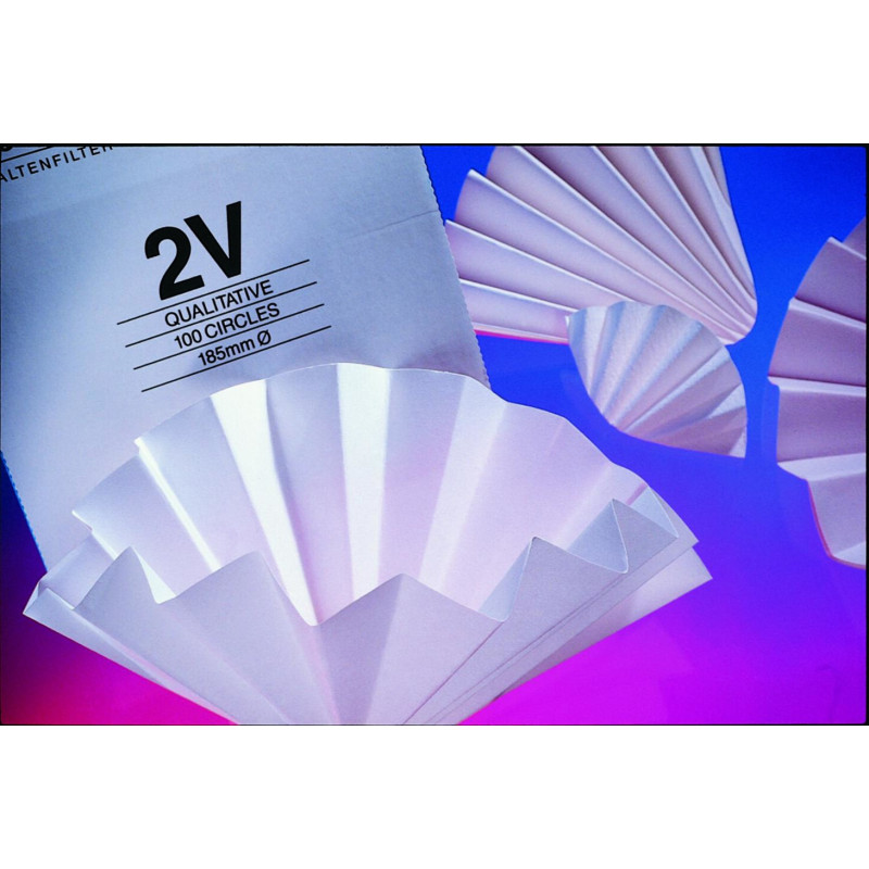 PAPIER FILTRE QUALITATIF PLISSE GRADE 2V DIAMETRE 150 mm WHATMAN PAR 100
