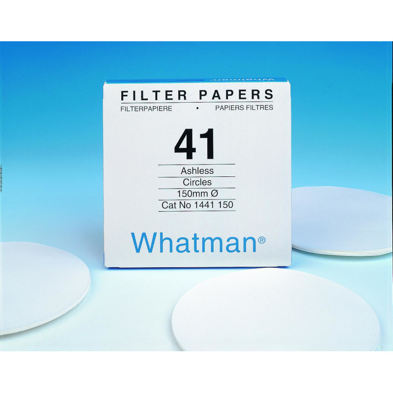 PAPIER FILTRE QUANTITATIF GRADE Nø 42 WHATMAN SANS CENDRES FILTRATION LENTE 150 mm PAR 100