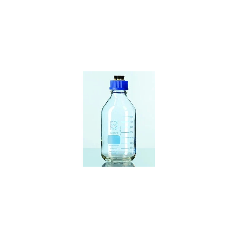 FLACON ISO EN VERRE DURAN GL 45 AVEC BOUCHON 4 PORTS POUR HPLC, 1000 ML