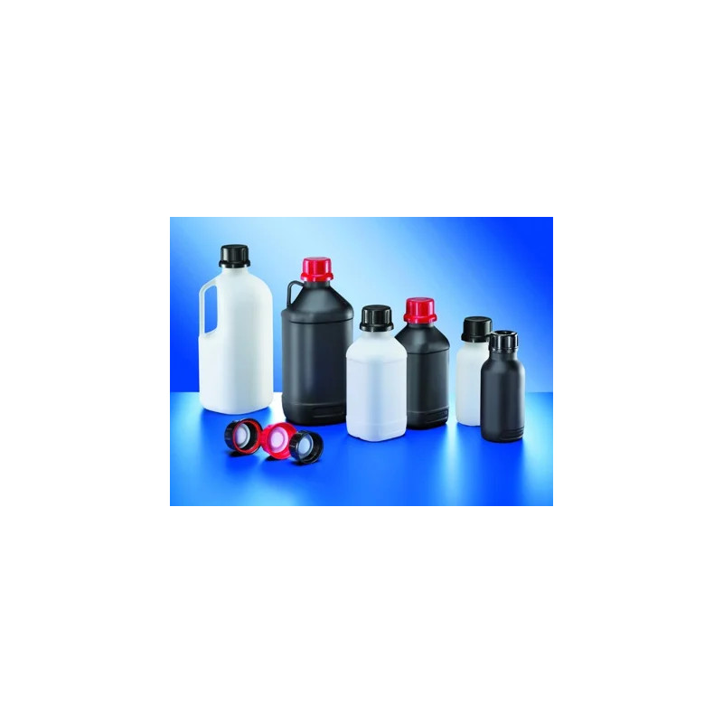 FLACON CARRE EN POLYETHYLENE HAUTE DENSITE BLANC 1000 ml, GL45 HOMOLOGUE UN, SANS BOUCHON