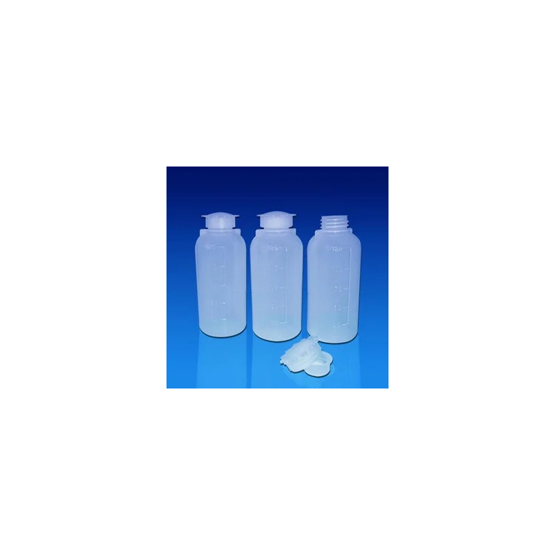 FLACON GRADUE EN POLYETHYLENE A COL ETROIT 500 ml AVEC BOUCHON