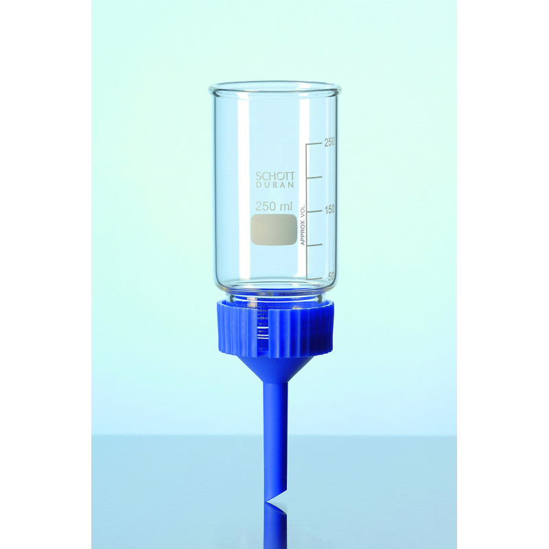 UNITE DE FILTRATION EN VERRE DURAN 1000 ml AVEC SUPPORT EN POLYPROPYLENE BLEU