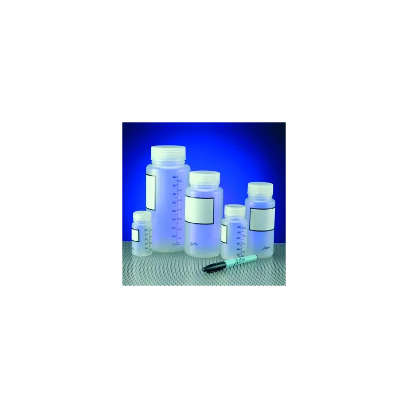 FLACON ROND EN POLYPROPYLENE, GRADUE A COL LARGE 250 ML PAR 10