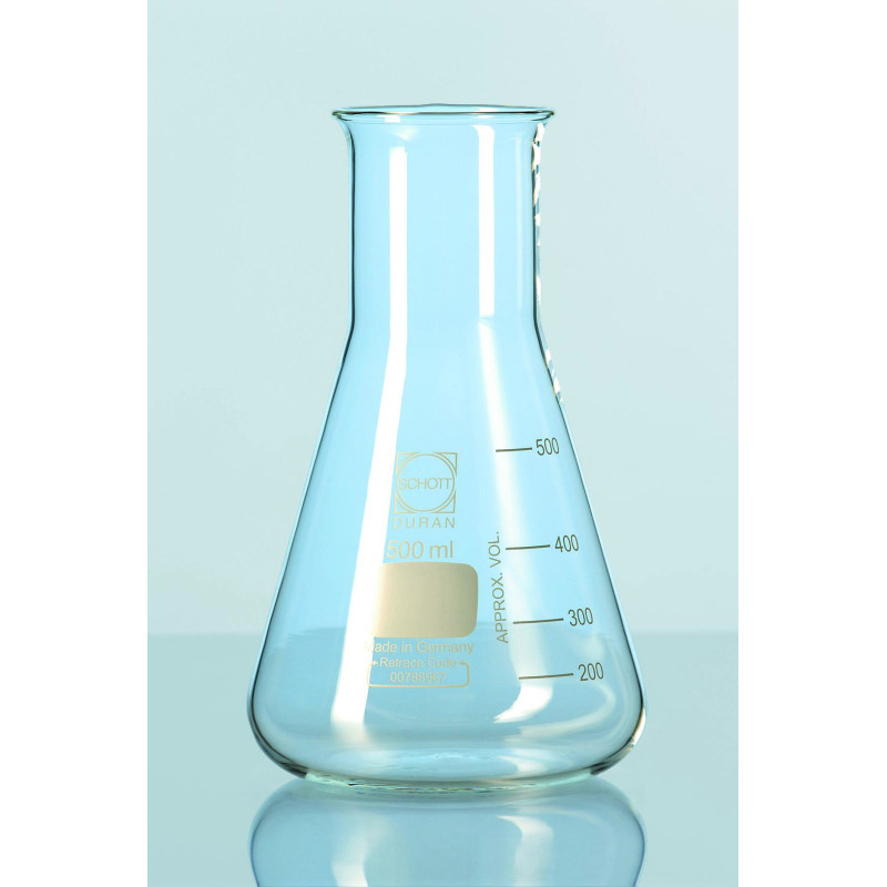 FIOLE ERLENMEYER EN VERRE DURAN COL LARGE