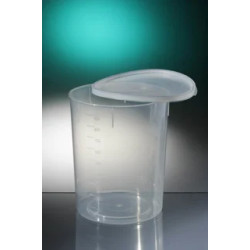 POT CONIQUE EN POLYPROPYLENE NATUREL THERMOSTERILE ASEPTIQUE AVEC BOUCHON A PRESSION EN POLYETHYLENE BLANC, 400 ML PAR 460